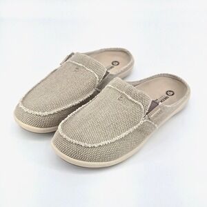 Gecko Man Walk Hero Men Canvas Arch Support Slip On Mules Slippers Beige 13 NWOT